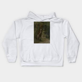 Deer in the Forest by Gustave Courbet Kids Hoodie